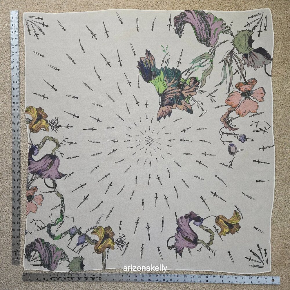rag & bone Silk Dagger Scarf With Flowers Floral